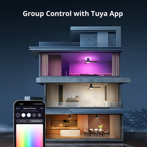 42" Orison Ceiling Fans with Lights, Smart RGB Backlight, Dimmable Lighting, Alexa Voice Control