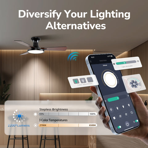 42" Orison Ceiling Fan with Lights, Reversible and Dimmable, Remote/APP Control