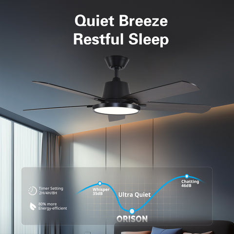 52" Orison Ceiling Fans with Lights, Low Profile Ceiling Fan with Remote/APP Control