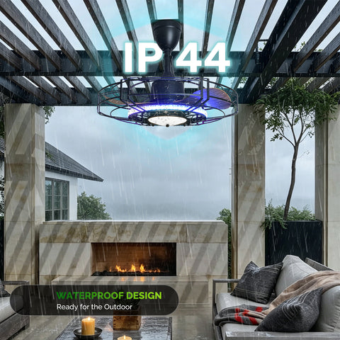 24" Orison Outdoor Ceiling Fan with RGB Light, Gazebo Fans Outdoor Hanging