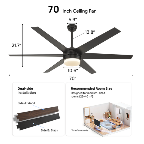 70" Orison Smart Ceiling Fans with Lights, Alexa & Remote & Tuya, 8500 CFM