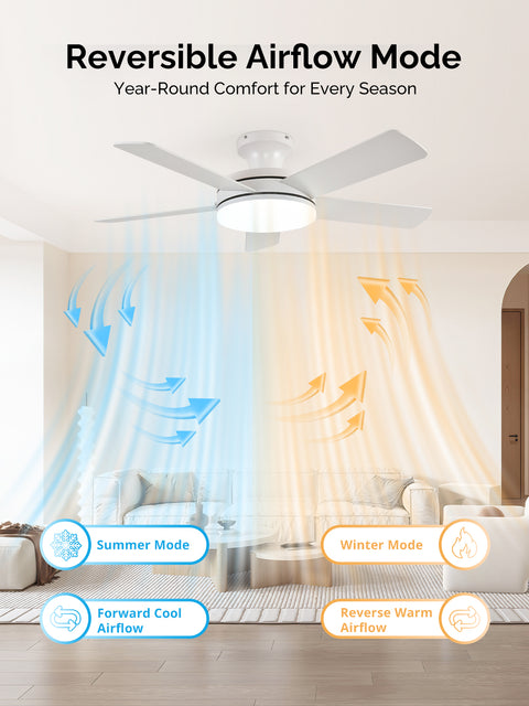 45" Orison Ceiling Fans with Lights, Low Profile Ceiling Fan with Light and Remote/APP Control