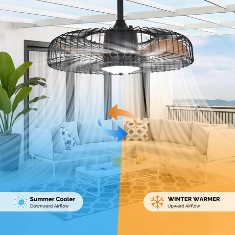 24" Orison Outdoor Ceiling Fans with Lights for Patio, Weatherproof Gazebo Fan Remote & APP Control