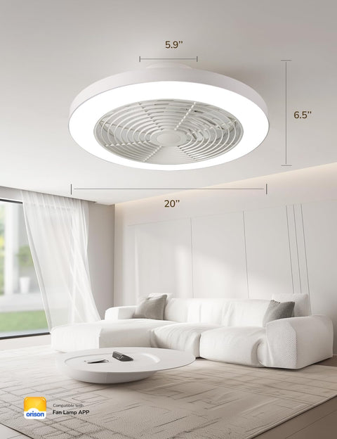 19.7" Orison Low Profile Ceiling Fan With Light