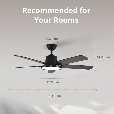 52" Orison Ceiling Fans with Lights, Low Profile Ceiling Fan with Remote/APP Control