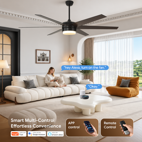 70" Orison Smart Ceiling Fans with Lights, Alexa & Remote & Tuya, 8500 CFM
