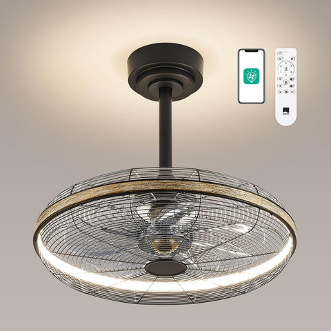 19.7" Orison Enclosed Ceiling Fan with Lights and Remote Control for Living Room Bedroom