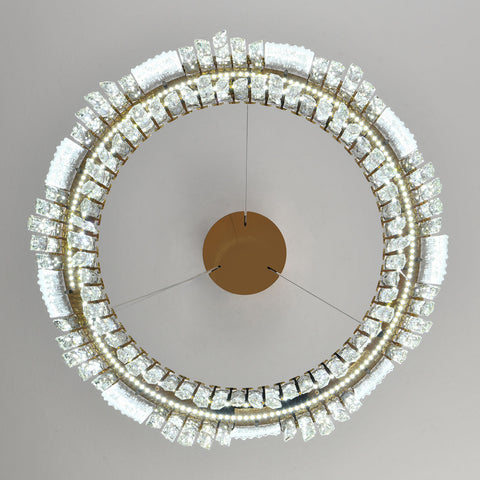 23.2" Orison Gold Round Raindrop Chandelier Lighting, Luxury Adjustable Hanging Pendant Light Fixture for Living Dining Room