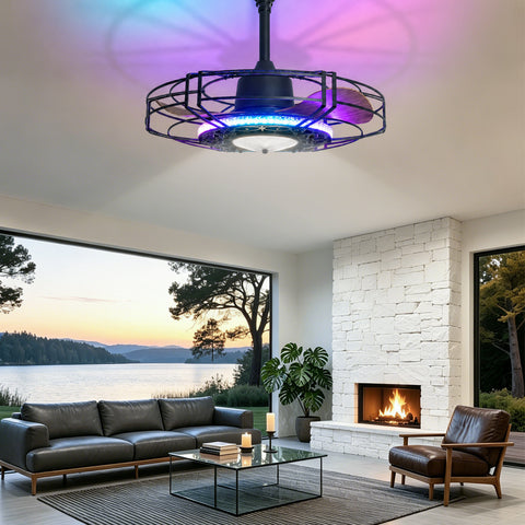 24" Orison Outdoor Ceiling Fan with RGB Light, Gazebo Fans Outdoor Hanging