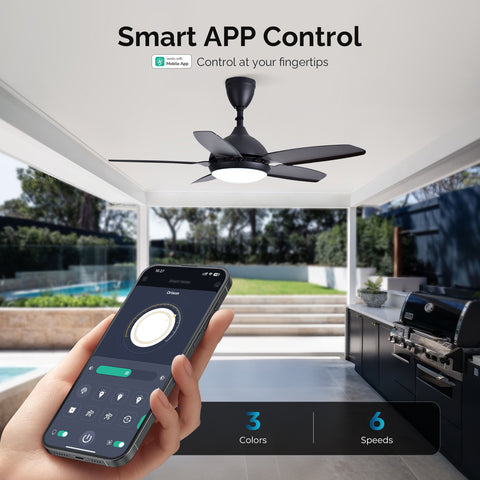 42" Orison Plug-in Outdoor Ceiling Fan with Light, 5-Blade Hanging Fan for Gazebo Porch