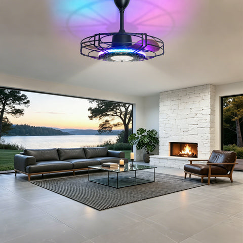 24" Orison Outdoor Ceiling Fan with RGB Light, Gazebo Fans Outdoor Hanging