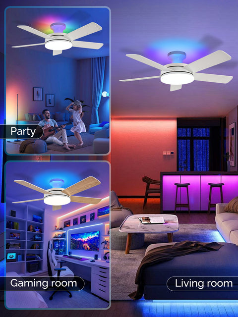 45" Orison Ceiling Fans with Lights, Low Profile Ceiling Fan with Light and Remote/APP Control