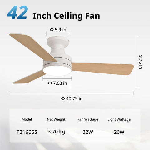 42" Orison Ceiling Fans with Lights, Smart RGB Backlight, Dimmable Lighting, Alexa Voice Control