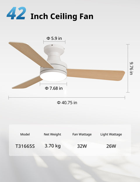 42" Orison Ceiling Fans with Lights, Smart RGB Backlight, Dimmable Lighting, Alexa Voice Control
