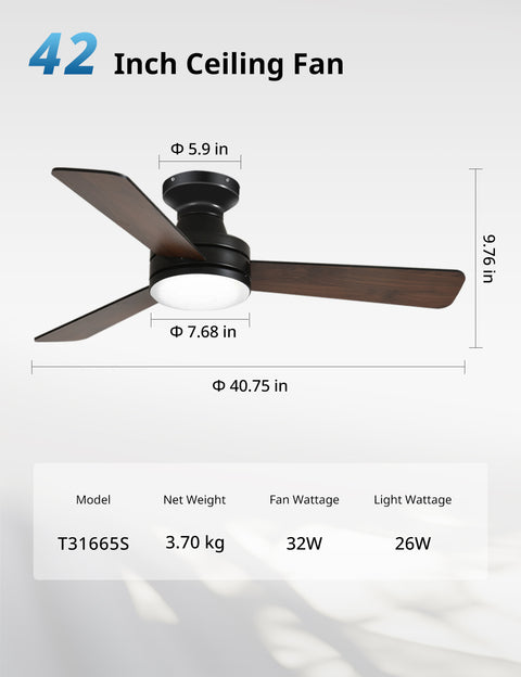 42" Orison Ceiling Fans with Lights, Smart RGB Backlight, Dimmable Lighting, Alexa Voice Control