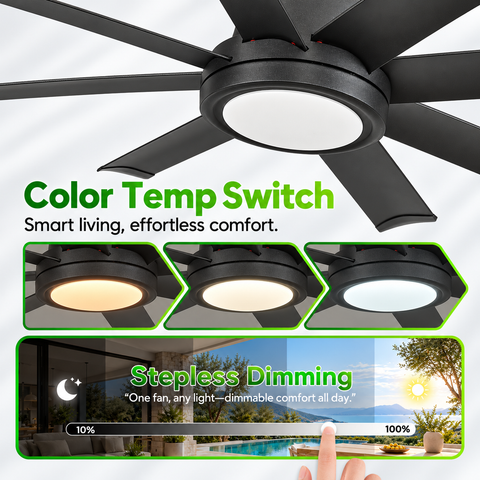 72" Orison Smart Ceiling Fans with Lights, Alexa & Remote & Tuya