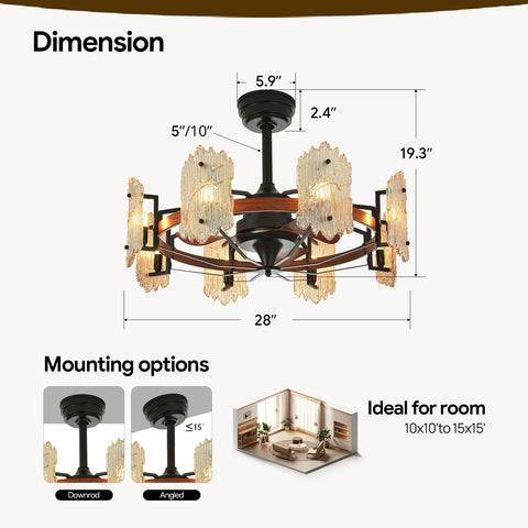 28.7" Orison Chandelier Ceiling Fans with Remote & APP Control