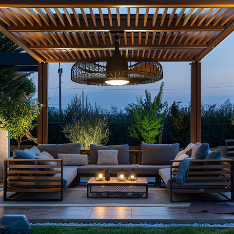 24" Orison Outdoor Ceiling Fans with Lights for Patio, Weatherproof Gazebo Fan Remote & APP Control