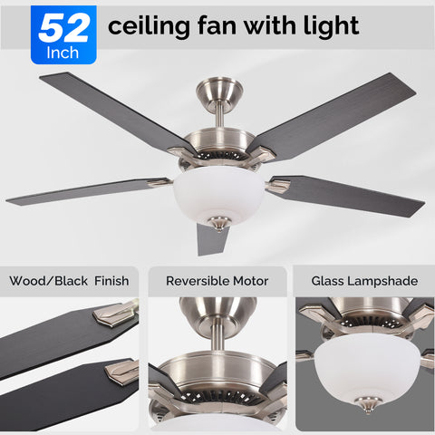 52" Orison Indoor Ceiling Fan with Lights, Smart Ceiling Fan for Living Room