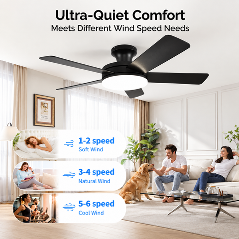 45" Orison Ceiling Fans with Lights, Low Profile Ceiling Fan with Light and Remote/APP Control