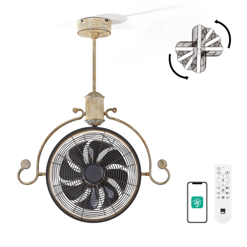 24.8" Orison Vintage Adjustable Directional Ceiling Fan with Light and Remote/APP Control