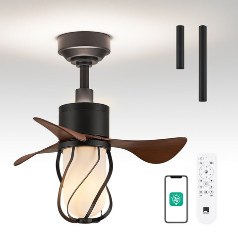 22" Orison Farmhouse Ceiling Fan with Remote and App Control for Bedroom Kitchen Patio