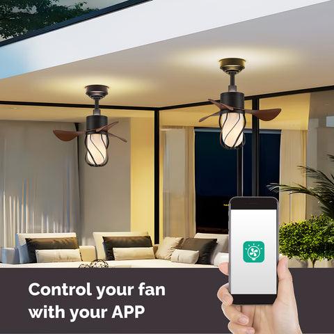 22" Orison Farmhouse Ceiling Fan with Remote and App Control for Bedroom Kitchen Patio