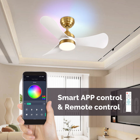 32" Orison Smart Ceiling Fans with Lights and Remote Control, Dancing RGB Light for Modern Bedroom