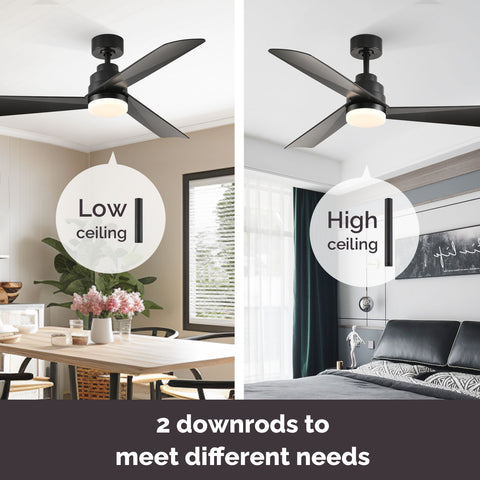 52" Orison Ceiling Fans with RGB Backight and Remote/APP Control, Dancing Light for Living Room
