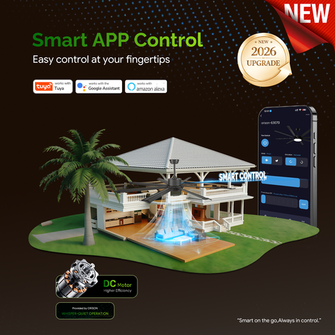 72" Orison Smart Ceiling Fans with Lights, Alexa & Remote & Tuya
