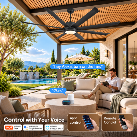 72" Orison Smart Ceiling Fans with Lights, Alexa & Remote & Tuya