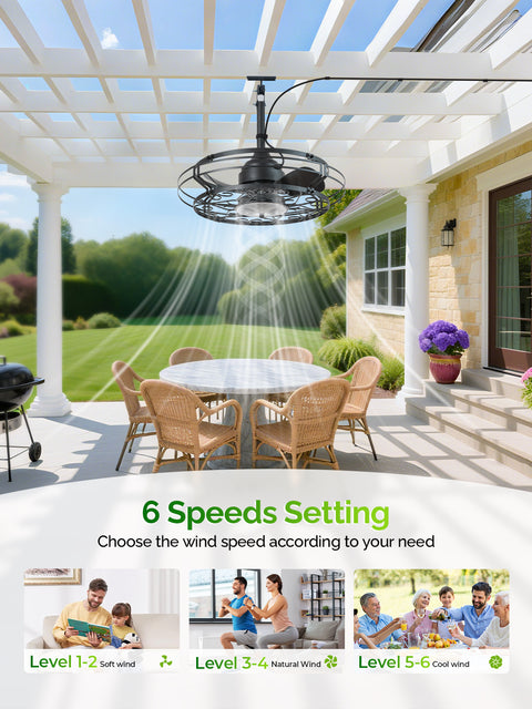 21" Orison Outdoor Ceiling Fan with Light, Gazebo Fans for Pergolas