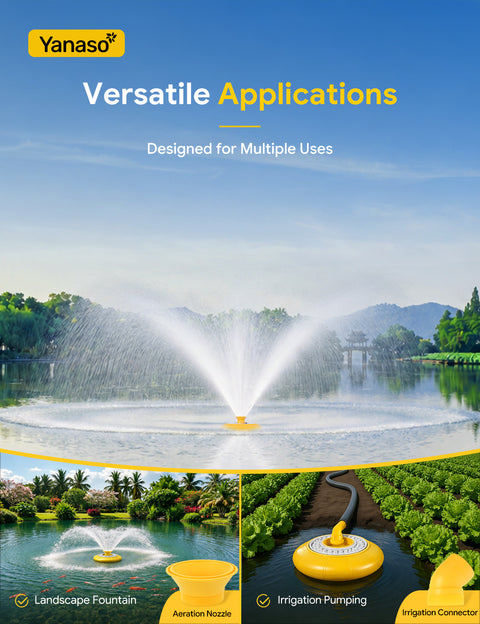 Orison Pond Fountain Aerator with RGB Lights, 1HP 15000 GPH Floating Fountain Pump for Pond & Lake, APP & Remote Control