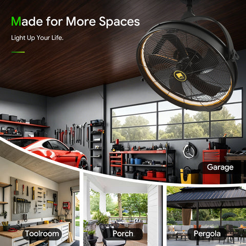 24.8" Orison Garage Ceiling Fan with Light, Waterproof Outdoor Gazebo Hanging Fan with Remote&APP