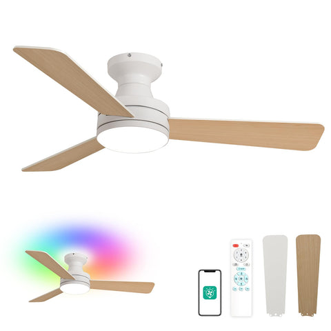 Orison 42-Inch Ceiling Fans with Light, Features RGB Backlight, Dimmable Lighting