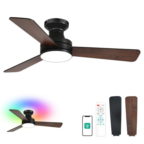 42" Orison Ceiling Fans with Light, Features RGB Backlight, Dimmable Lighting