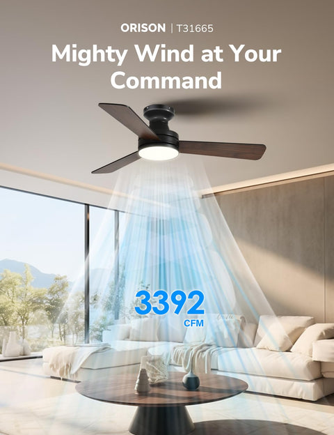 Orison 42-Inch Ceiling Fans with Light, Features RGB Backlight, Dimmable Lighting