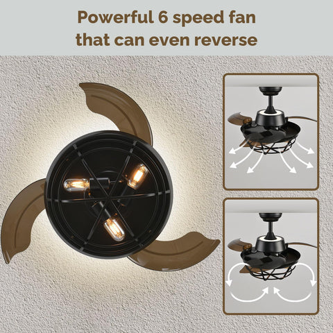 36" Retractable Ceiling Fans with Lights and Remote, Backlit Ambience Light (Bulbs not included)