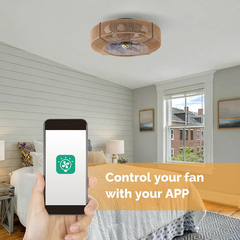 20" Orison Fandelier Ceiling Fan With Lights, Flush Mount Ceiling Fan with Remote/APP Control