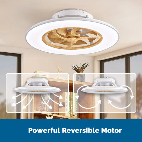 23" Orison Smart Ceiling Fans with Lights, Alexa/Google Assistant/APP Control-Wood