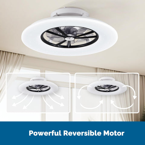 24" Orison Low Profile Ceiling Fan with Light, Backlit Ambient Light and Remote Control