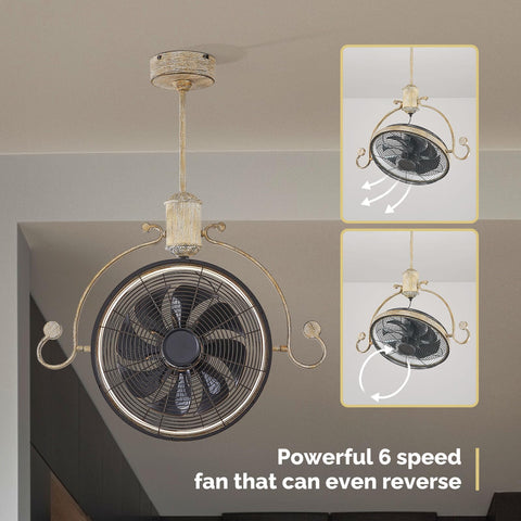 24.8" Orison Vintage Adjustable Directional Ceiling Fan with Light and Remote/APP Control