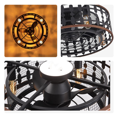 21.5" Orison Caged Ceiling Fan with Light, 2 Ways Control (App&Remote Control)