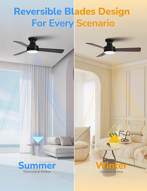 42" Orison Ceiling Fans with Light, Features RGB Backlight, Dimmable Lighting