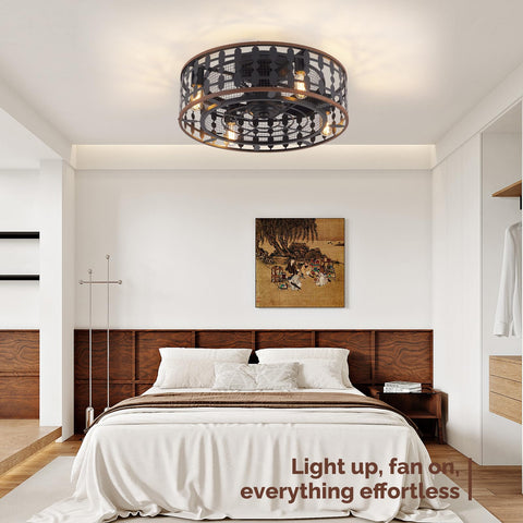 21.5" Orison Caged Ceiling Fan with Light, 2 Ways Control (App&Remote Control)