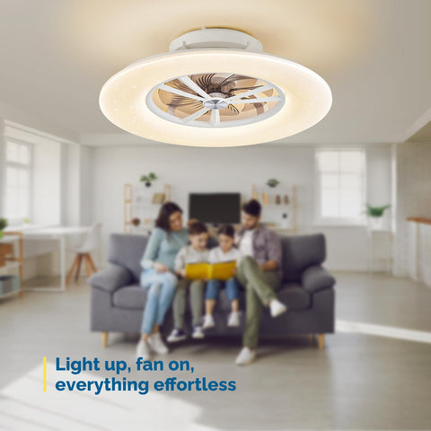 24" Orison Low Profile Ceiling Fan with Light, Backlit Ambient Light and Remote Control