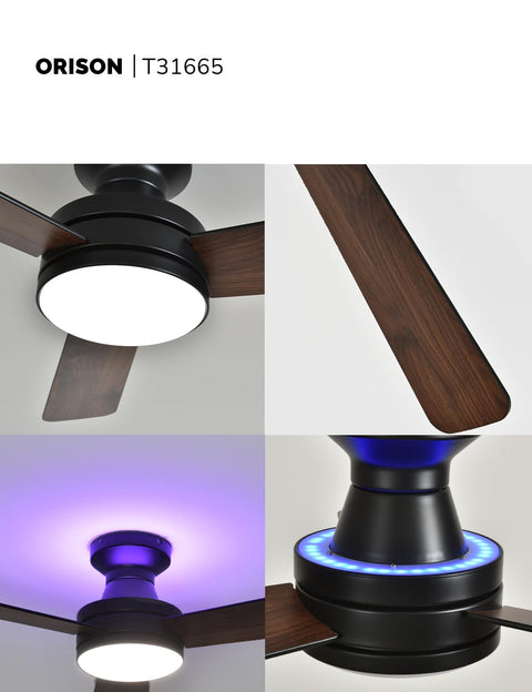 42" Orison Ceiling Fans with Light, Features RGB Backlight, Dimmable Lighting