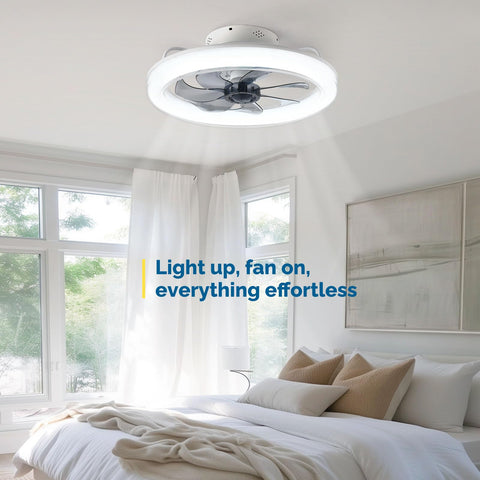 20" CHANFOK Orison Low Profile Ceiling Fan with Light, Compatible with Alexa & Google Home, Voice Control