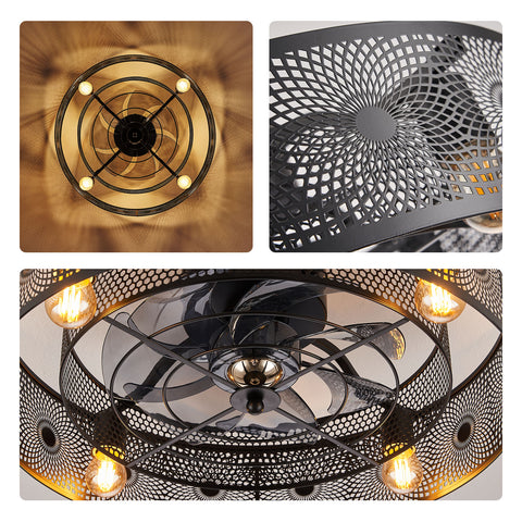 20" Orison Industrial Caged Ceiling Fan with Lights